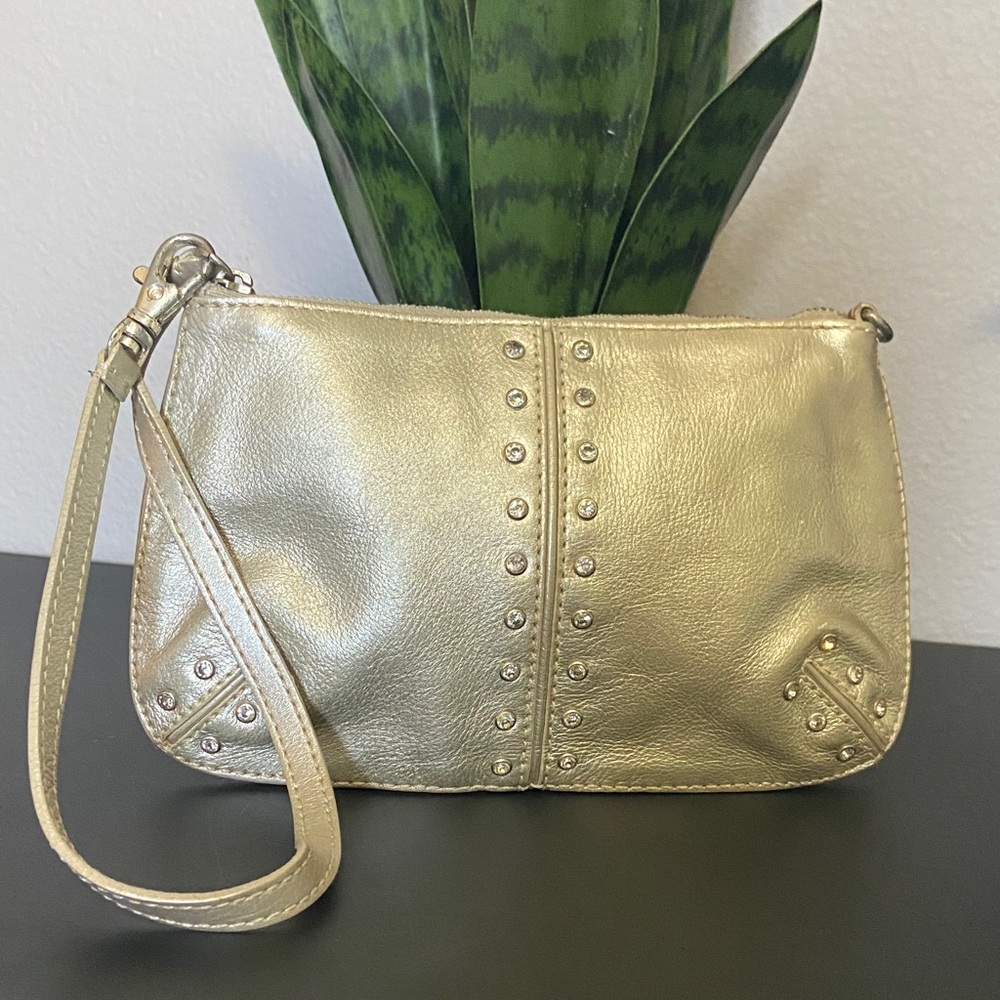 Michael Kors Y2K Metallic Silver Studded Wristlet